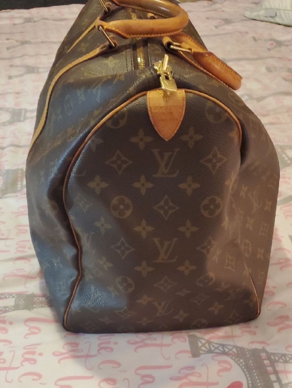 Vintage Louis Vuitton Brown Monogram Holdall with Tan Leather Trim - Picture 3 of 12